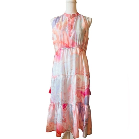 Johnny Was Dresses & Skirts - JOHNNY WAS WORKSHOP SLEEVELESS SILK TIERED DRESS SIZE SMALL